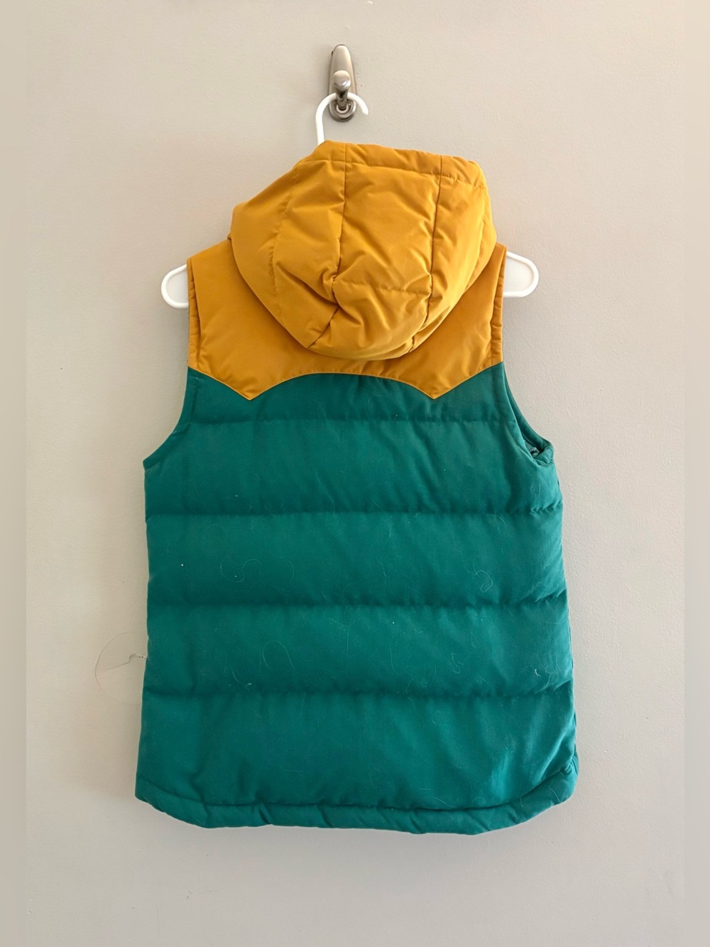 Patagonia Bivy Hooded Down Vest Arbor Green/Mustard | Size M - Picture 6 of 10
